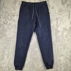Vineyard Crew Jogger Fleece Pants Mens Medium Navy Blue Elastic Waist Drawstring